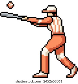 pixel art of baseball player action isolated background