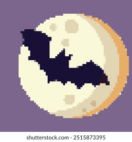 Pixel art bat against the full moon	