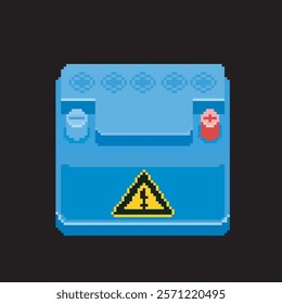 pixel art battery, vector illustration on isolated background.