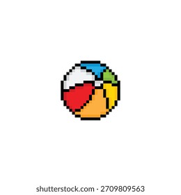 pixel art beach ball 8 bit  vector icon for computer game logo	
