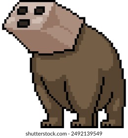 pixel art of bear paper bag isolated background