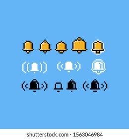 Pixel art bell icon set.