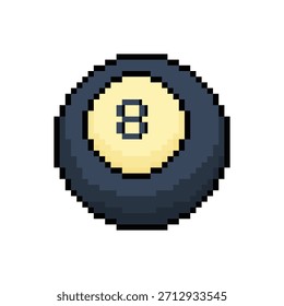 Pixel Art Bola de billar Icono de Vector de 8 bits para el logotipo del juego de computadora	
