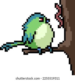 pixel art of bird on branch