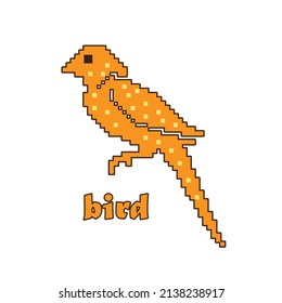 Pixel art bird on white background. vector illustration.