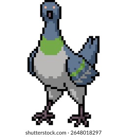 pixel art of bird pigeon dove stand isolated background