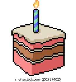 pixel art of birthday candle cake isolated background