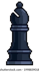 Pixel art bishop chess piece vector icon for 8bit game on white background