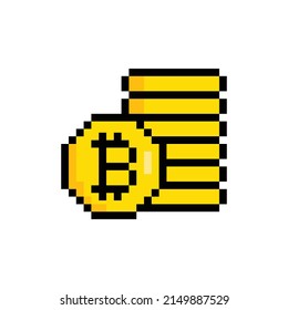 Pixel art bitcoin icon vector pixel money coin 8 bit game