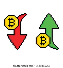 Pixelart Bitcorate auf und ab Symbol fallen Symbol Symbol Symbol Vektorspiel 8 Bit 