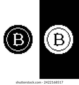 pixel art Bitcoin vector  icon golden coin pixel element for 8 bit game