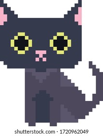 pixel art black cat icon