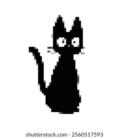 Pixel Art Black Cat Vector Art