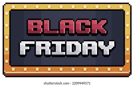 Pixel Art Black Friday Led Sign, Red And White Black Friday Logo Vector Icon For 8bit Game On White Background