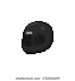 Pixel art black helmet icon design.