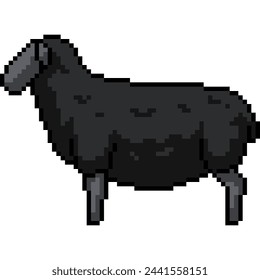 pixel art of black sheep side isolated background