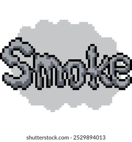 pixel art of black smoke text isolated background