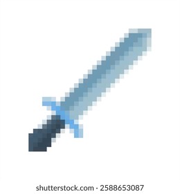 Pixel art of blade for games design element. Pixelated weapons icon. 