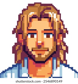 Pixel art retrato de hombre rubio