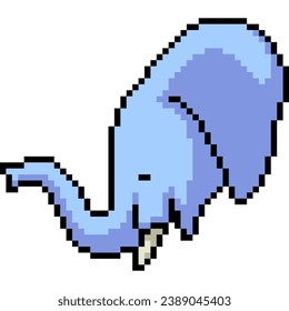 pixel art of blue elephant head