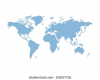 Pixel Art Blue Map