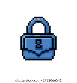 Pixel art azul cadeado jogo ativo clipart