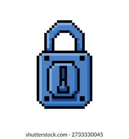 Pixel art azul cadeado jogo ativo gráfico