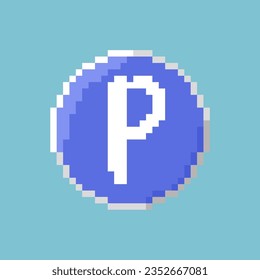Pixel art of blue parkir sign. Pixel art,8bits perfect for game asset or design asset element for your game design asset.