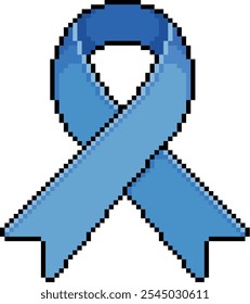 Pixel art of blue ribbon in 8 bit style on white background, blue November