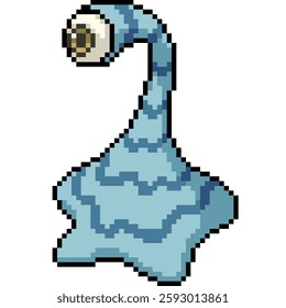 pixel art of blue slime monster isolated background