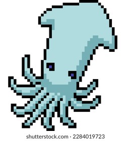 arte de píxel de tentáculo de calamar azul