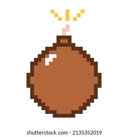 Pixel art bomb vector icon isolated on white background.