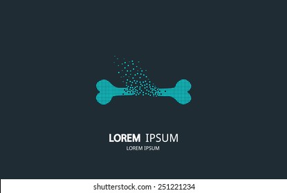 Pixel art bone logo. Vector logotype design.