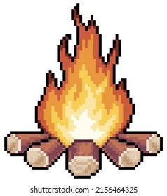 Pixel Art Bonfire. June Party Bonfire
Vector Icon For 8bit Game On White Background

