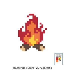 Pixelkunstfeuer Juni-Party-Feuerwehr-Vektorsymbol für 8bit-Spiel auf weißem Hintergrund