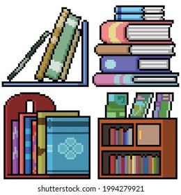 Pixel Art Of Book Shelf Stack