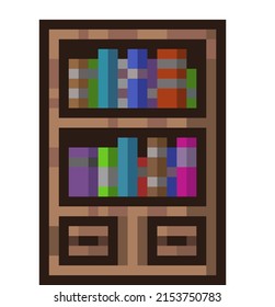 Pixel art bookcase for video game decoration