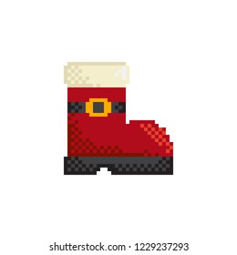 Pixel art boot vector icon. Sign for web, mobile design and 8 bit games.
Vector illustration. Christmas, winter, holiday symbol.