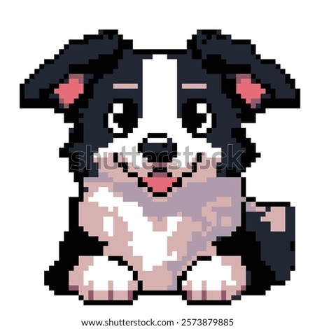 Pixel art Border Collie dog