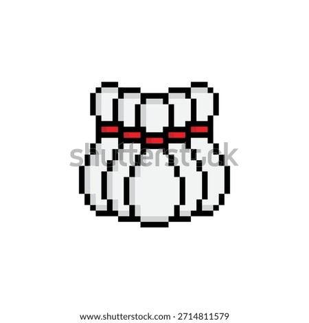 pixel art bowling game 8 bit vector icon for computer game logo