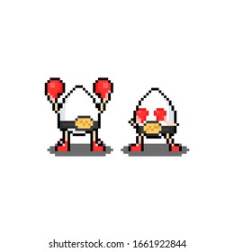 Pixel art boxing egg character design.