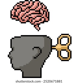 pixel art do símbolo de ideia cerebral fundo isolado