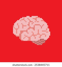 
pixel art brain, vector illustration on isolated background.