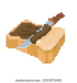 pixel arte do pão com geleia, ilustração vetorial em fundo isolado.
