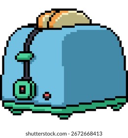 Pixel arte de pan tostado máquina de desayuno aislado de fondo