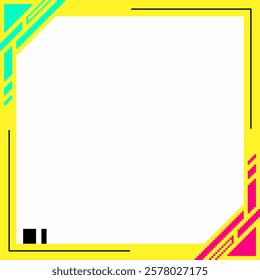 Pixel Art Bright Color Brutalism Futuristic Style Frame Background, Neon Yellow