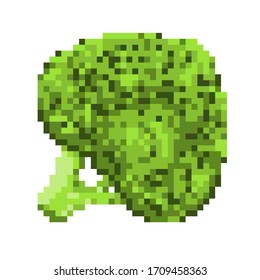 Pixel art broccoli icon, 32X32 vector illustration on a white background