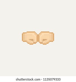 Pixel art brofist icon illustration.
