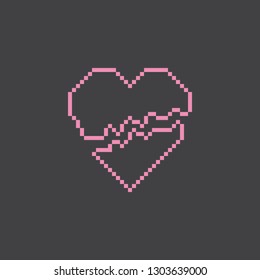 Pixel art broken heart vector icon. Sign for web, mobile design and 8 bit games.
Vector illustration. Valentine day, love, wedding symbol.