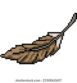 pixel art of brown bird feather isolated background